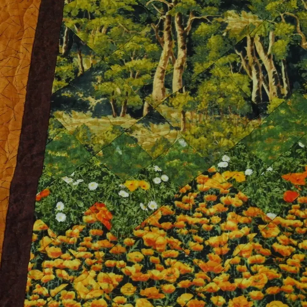 Tahoe Quilts‎ Art Quilt Wall Hanging Floral Tapestry Woodland Poppies 35 x 21